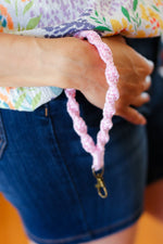 Baby Pink Hand Woven Braid Wristlet Keychain