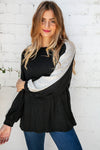 Black Cashmere Feel Shimmer Foil Long Sleeve Raglan