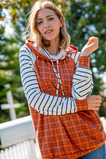 Rust Plaid French Terry Raglan Hoodie