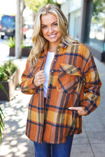 You Got This Camel Plaid Quilt Lined Button Down Shacket