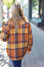 You Got This Camel Plaid Quilt Lined Button Down Shacket