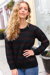 Spread Joy Black & Multicolor Jacquard Knit Sweater