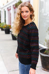 Spread Joy Black & Multicolor Jacquard Knit Sweater