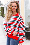 Christmas Red & Green Striped Oversized Knit Sweater