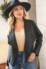 Black Holiday Matte Foiled Cheetah Print Blazer Jacket