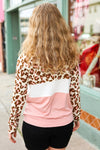 Embolden Brown & Blush Animal Print Color Block Hoodie