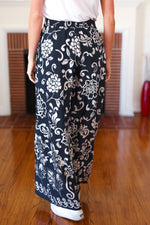 You Got This Navy Paisley Floral Smocked Waist Palazzo Pants