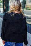 Casual Living Black Loose Knit Henley Button Sweater