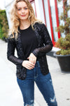 Be Your Own Star Black Sequin Open Blazer