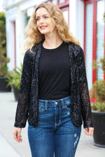 Be Your Own Star Black Sequin Open Blazer