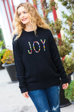 Give Back JOY Jewel Beaded Black Sweater