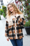 Adorable Taupe Corduroy & Plaid Sherpa Button Jacket