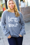 Take Me In Grey Embroidery "Let It Snow" Lurex Sweater