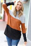 Heather Grey & Rust Color Block Hoodie Top