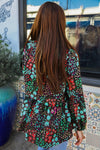 Diva Dreams Chocolate Floral Frill Bubble Sleeve Blouse