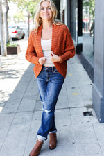 Rust Cable Dolman Bolero Open Cardigan