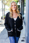 Black Button Down Boyfriend Cardigan