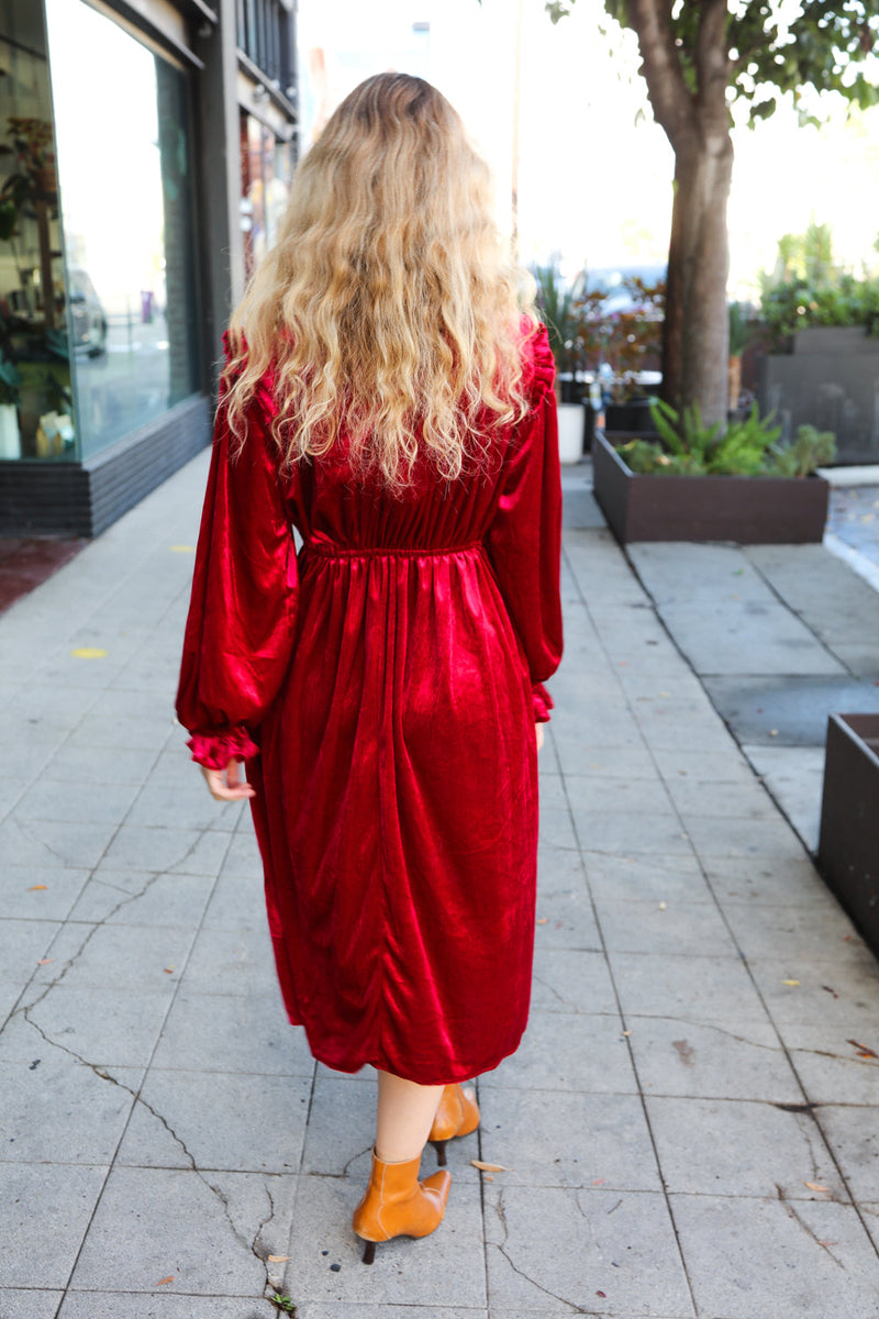 Be Your Own Star Ruby Mock Neck Velvet Dress