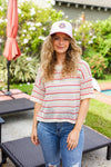 Baby Pink Glitter Smiley Face Mesh Trucker Hat