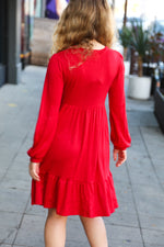 Lady In Red Hacci Fit & Flare Ruffle Dress