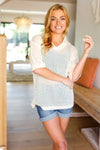 Can't Look Away Oatmeal Crochet Collared Top