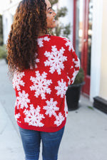 Season Greetings Red Puffy Snowflake Sherpa Pullover