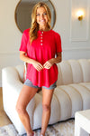 Take On The Day Ruby Dolphin Hem Shell Button Down Top