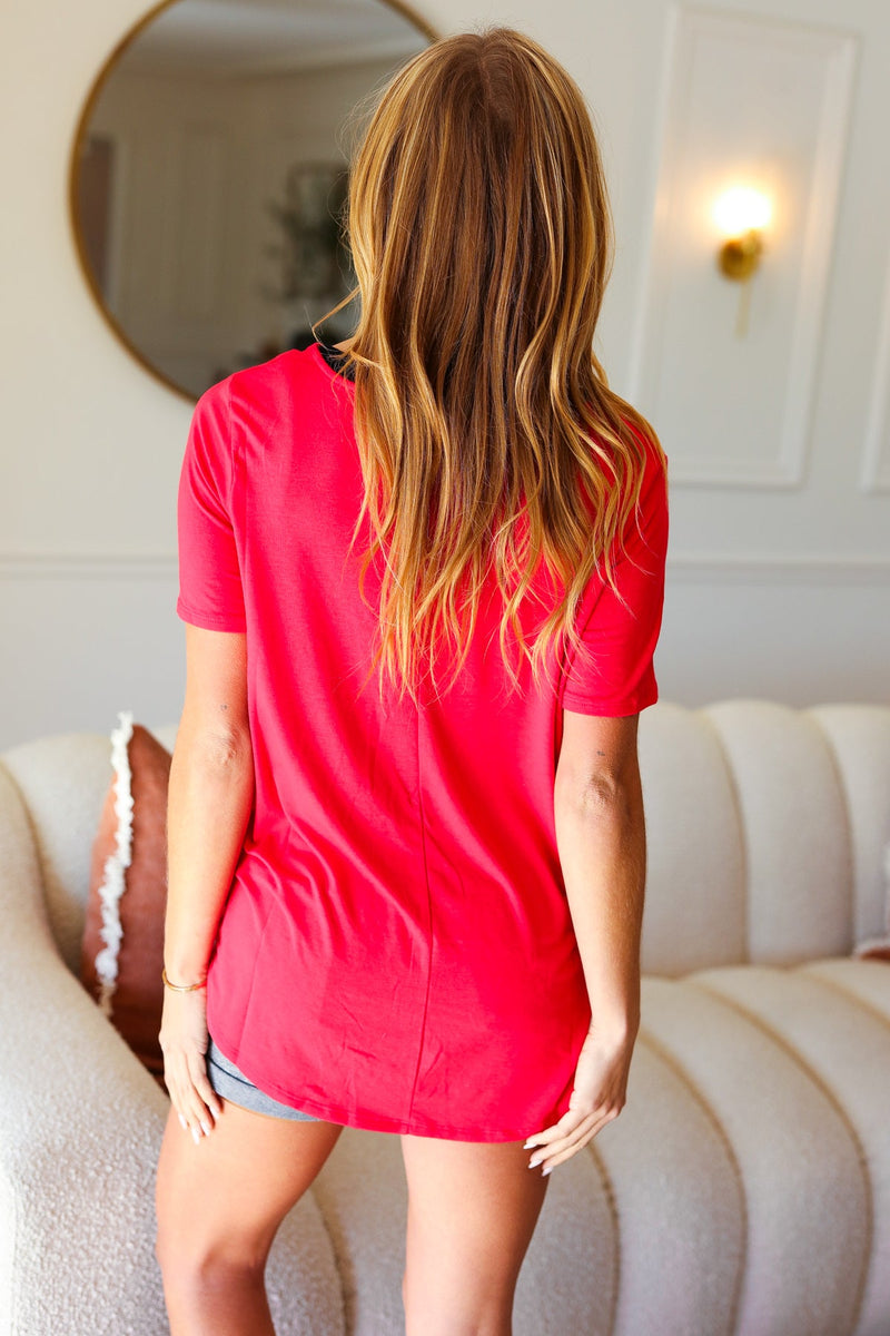 Take On The Day Ruby Dolphin Hem Shell Button Down Top