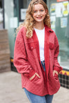 Eyes On You Marsala Quilted Knit Button Down Shacket