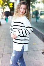 Stand Out Ivory Striped Oversized Knit Sweater