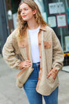 Eyes On You Taupe Quilted Knit Button Down Shacket