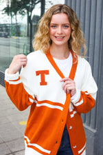 Game Day Burnt Orange "T" Embroidered Cardigan