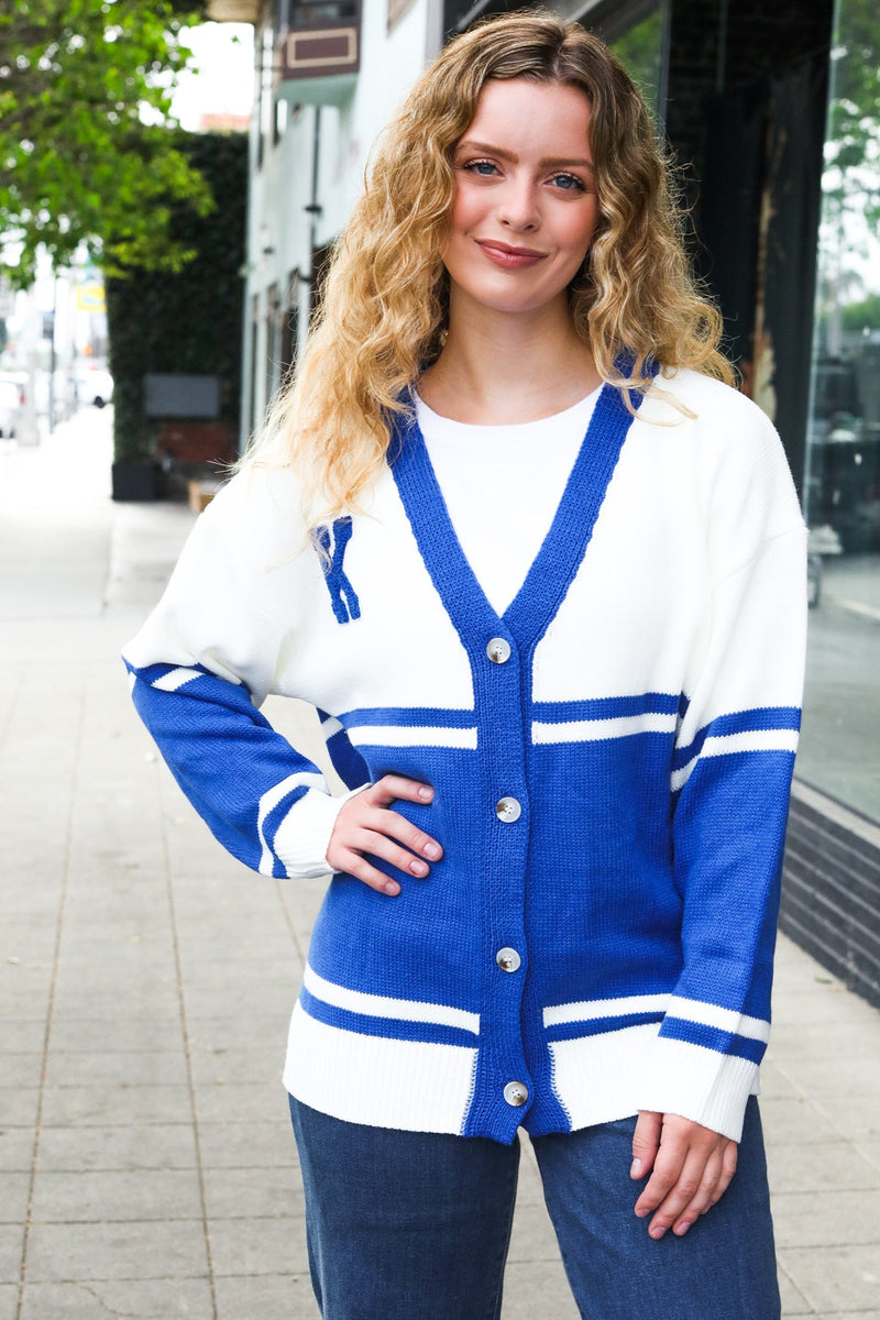 Game Day Blue "K" Embroidered Cardigan