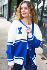 Game Day Blue "K" Embroidered Cardigan