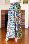 Stand Out Navy & Green Abstract Print Smocked Waist Palazzo Pants