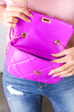 Vivid Lilac Rectangular Quilted Chain Strap Clasp Bag