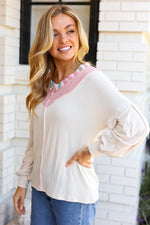 Champagne & Blush Rainbow Stripe Rib Chevron Top