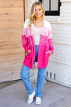 Always Fun Fuchsia Ombre Cable Knit Cardigan