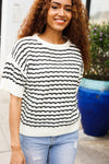 You've Got This Ivory & Black Wavy Stripe Pattern Sweater Top