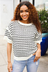 You've Got This Ivory & Black Wavy Stripe Pattern Sweater Top