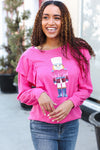 Holiday Hot Pink Sequin Nutcracker Ruffle Hacci Sweater