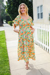 Hello Beautiful Sage Elastic V Neck Tiered Daisy Floral Maxi Dress