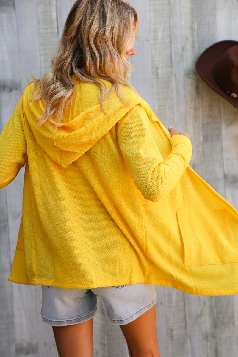 Coastal Breeze Sunflower Long Sleeve Open Hoodie Cardigan
