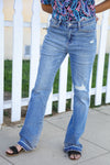 Judy Blue Medium Wash Mid Rise Release Hem Distressed Bootcut Jeans