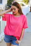 Be Bold Coral Crinkle Texture Pocketed Dolman Top