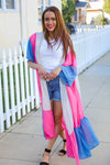 Feel Your Best Taupe & Fuchsia Color Block Ruffle Hem Kimono