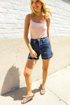 Judy Blue Dark Wash Released Hem Tummy Control Shorts