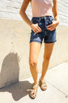Judy Blue Dark Wash Released Hem Tummy Control Shorts