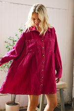 That Cowgirl Flare Cotton Rhinestone Shirt Dress