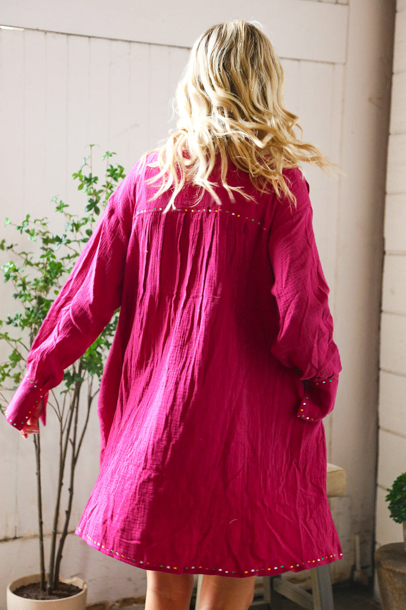 That Cowgirl Flare Cotton Rhinestone Shirt Dress
